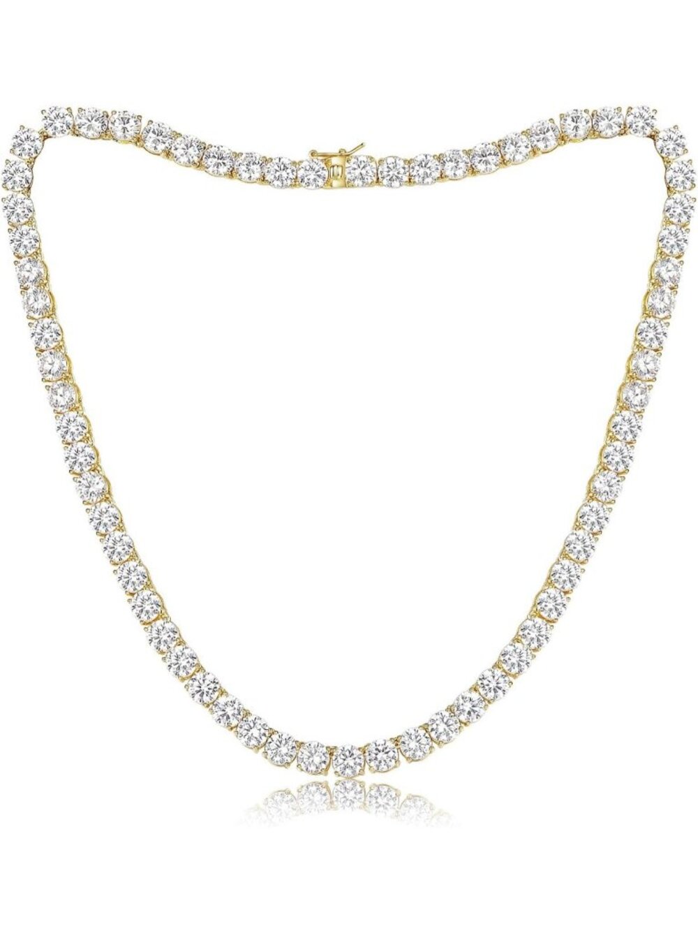 Elegant 6mm Tennis Necklace for Women & Men - 18K Gold Plated, CZ Diamond Chain
